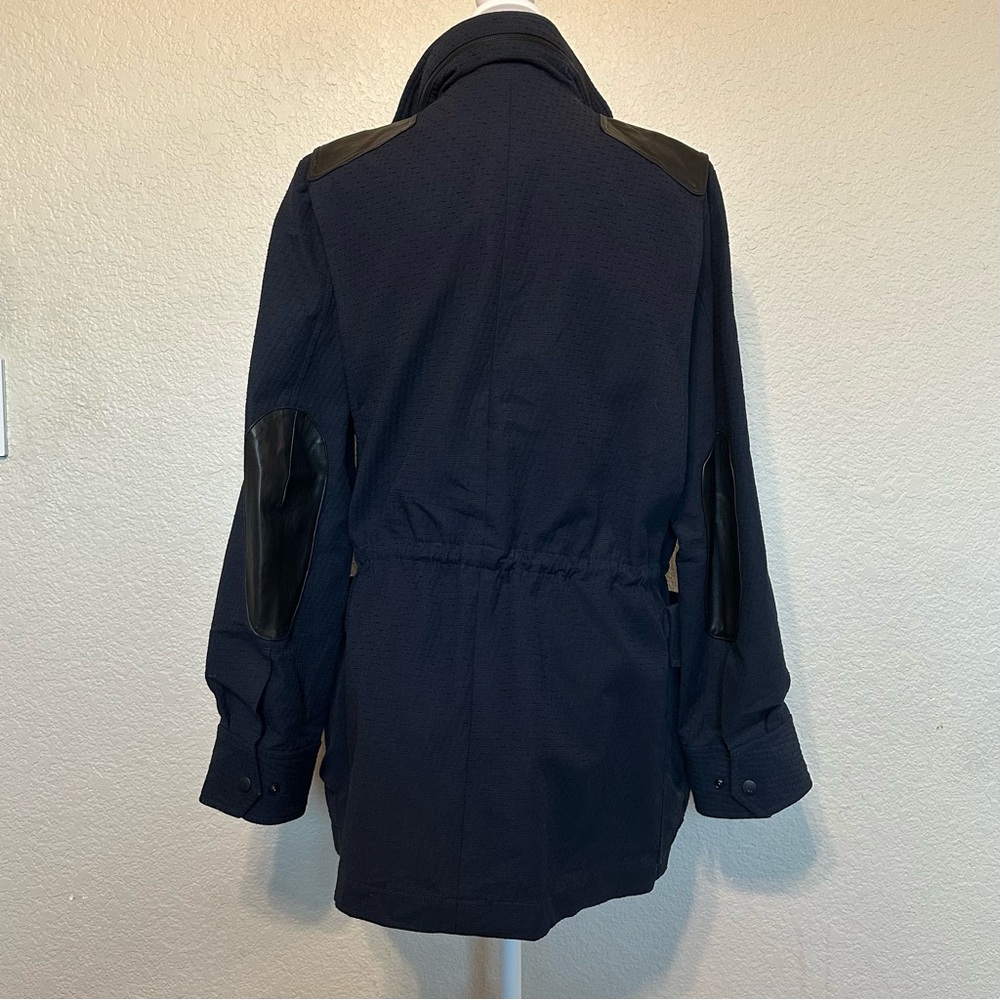 Rag & Bone Leather Trimmed Navy Utility Jacket - Picture 6 of 11
